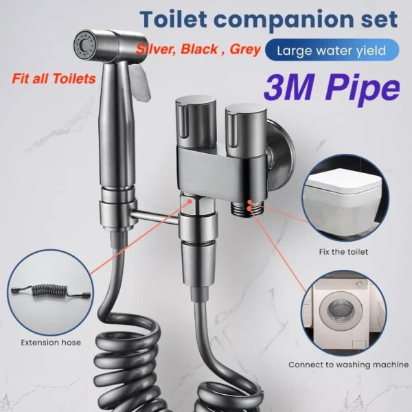 3M Pipe Handheld Bidet Sprayer for Toilet, Bathroom Use Stainless Steel Australian Standard