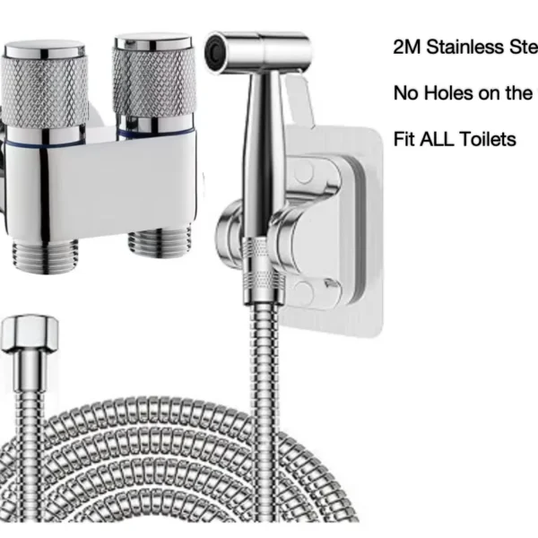 2M Handheld Toilet Bidet Faucet Sprayer Stainless Steel Bathroom Bidet Spray Set Hand Sprayer