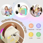 Karaoke Machine for Kids Adults, Mini Karaoke Machine with 2 Wireless Microphones, Portable Bluetooth Speaker - Image 8