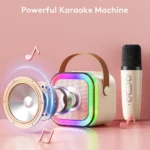 Karaoke Machine for Kids Adults, Mini Karaoke Machine with 2 Wireless Microphones, Portable Bluetooth Speaker - Image 2