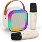 Karaoke Machine for Kids Adults, Mini Karaoke Machine with 2 Wireless Microphones, Portable Bluetooth Speaker - Image 3