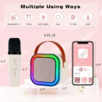 Karaoke Machine for Kids Adults, Mini Karaoke Machine with 2 Wireless Microphones, Portable Bluetooth Speaker - Image 5