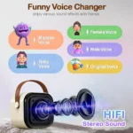 Karaoke Machine for Kids Adults, Mini Karaoke Machine with 2 Wireless Microphones, Portable Bluetooth Speaker - Image 6