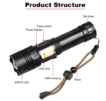 P70 Tactical Flashlight – Dual-Core XHP70 + COB LED, Zoom, 18650 Rechargeable, Waterproof & Anti-Drop - Image 8