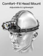 Outdoor Waterproof Rechargeable Head-Mounted Headlamp – P50 LED with Variable Zoom - Image 4