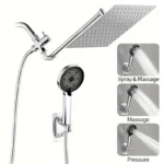 8inch Large Square High Pressure Rain Shower Set 3 Pressure Full Shower Set
