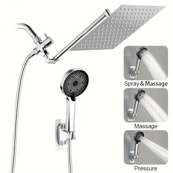 8inch Large Square High Pressure Rain Shower Set 3 Pressure Full Shower Set