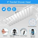 8inch Large Square High Pressure Rain Shower Set 3 Pressure Full Shower Set - Image 5