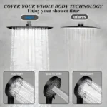 8inch Large Square High Pressure Rain Shower Set 3 Pressure Full Shower Set - Image 7