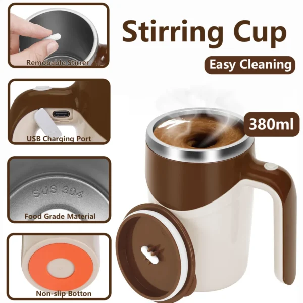 Auto Mixer Cup - Stainless Steel Coffee Mug Portable, Shake Electric Magnetized Mug Lazy