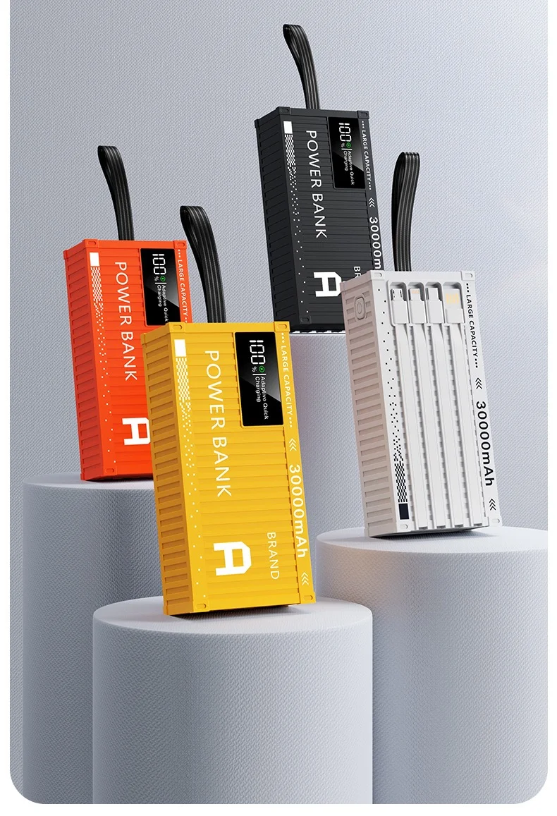 tk14 New Real 30000mah Power Bank Cables Included LCD Display 4 times charging 66W Fast Charging - Image 1