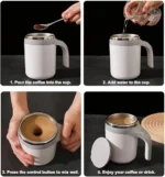 Auto Mixer Cup - Stainless Steel Coffee Mug Portable, Shake Electric Magnetized Mug Lazy - Image 11