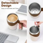 Auto Mixer Cup - Stainless Steel Coffee Mug Portable, Shake Electric Magnetized Mug Lazy - Image 5