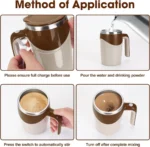 Auto Mixer Cup - Stainless Steel Coffee Mug Portable, Shake Electric Magnetized Mug Lazy - Image 6