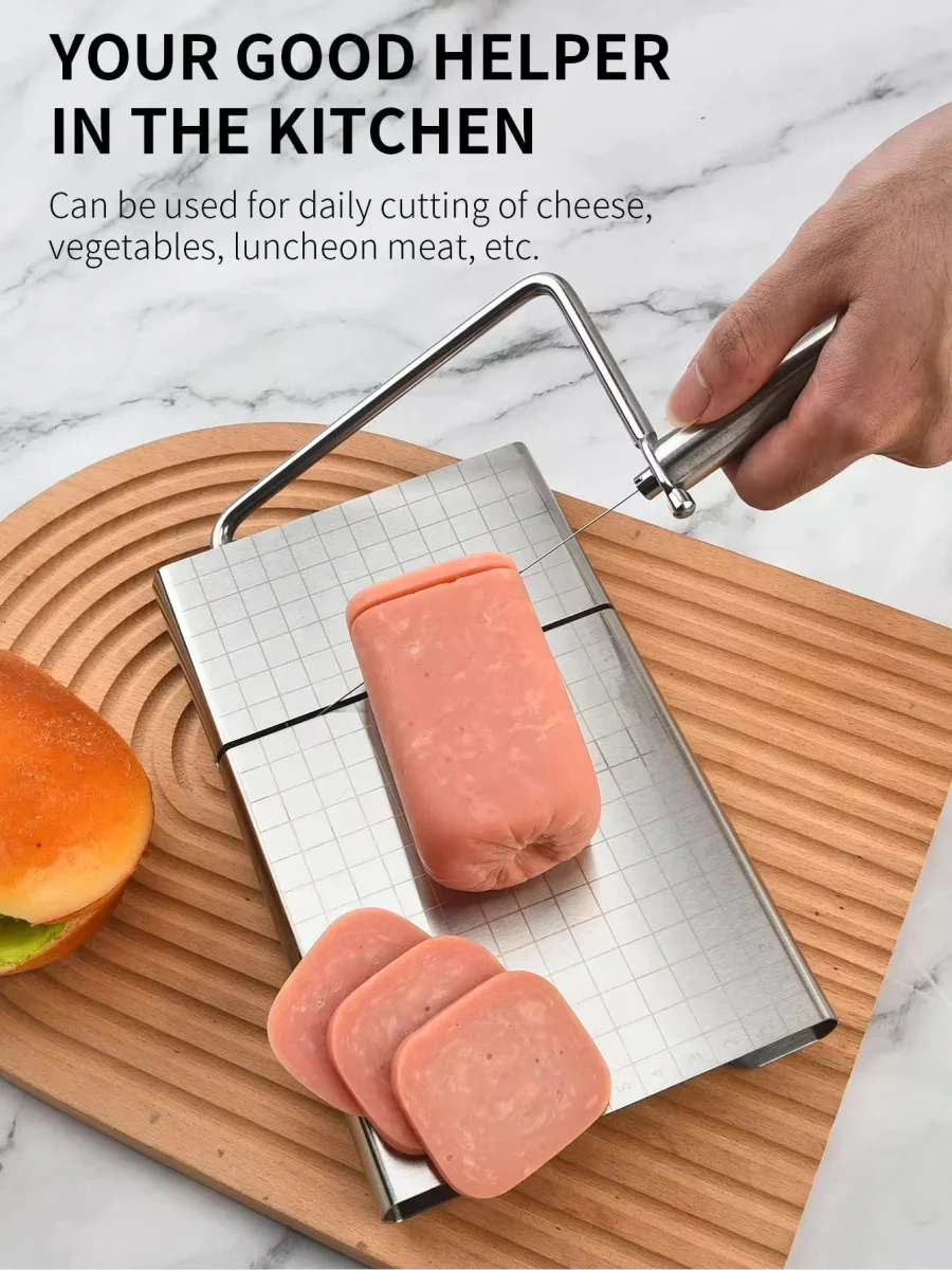 wire-cheese-slicer-stainless-steel1 Wire Cheese Slicer with Scale – Stainless Steel Kitchen Cutting Tool - Image 1