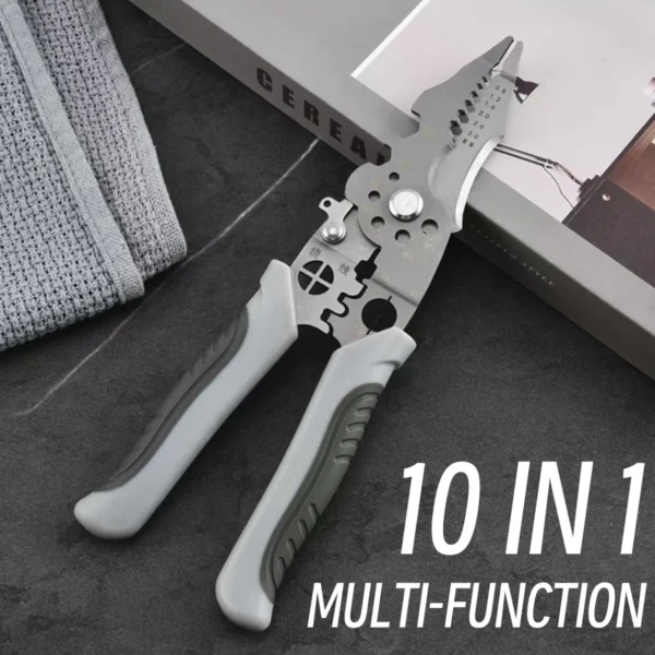 Wire Stripper & Crimper Multi-Purpose Tool – Stainless Steel 10-in-1 Wire Cutter for Electricians