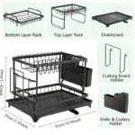 1 Pcs 2‑Tier Detachable Dish Drying Rack, Metal Multifunctio - Image 7