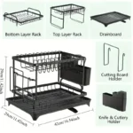 1 Pcs 2‑Tier Detachable Dish Drying Rack, Metal Multifunctio - Image 6