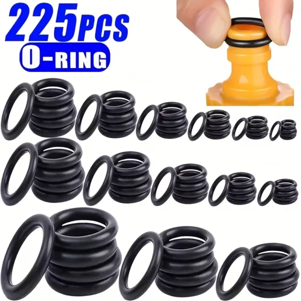 225pcs O-Ring Kit: Durable Rubber Seals for Automotive &