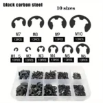 120PCS Black Stainless Steel Retaining Circlip Set Snap Ring