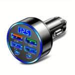 6-in-1 Fast Charging Car Adapter 3.1A Dual Type-C Digital Di - Image 6