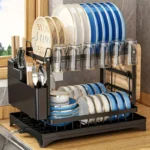 1 Pcs 2‑Tier Detachable Dish Drying Rack, Metal Multifunctio - Image 3