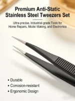 Anti-Static Stainless Steel Tweezers Set, Precision Industri - Image 13