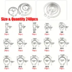 240-Piece Set of 15 Sizes of C-Clamp External Retaining Ring - Image 2