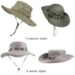 Summer Men Bucket Hat Outdoor UV Protection Wide Brim Panama - Image 6