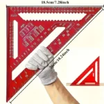 Precision aluminum square - red triangular woodworking ruler