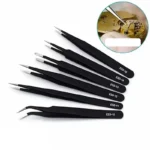 6pcs Precision Long Tweezers Set ESD Anti-Static Stainless S