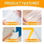 Pre-Taped Masking Film Protection PE Covering Cloth Tape for - Image 2