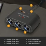 3 in 1 Dual USB Socket 120W Car Cigarette Lighter Splitter 1 - Image 11