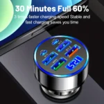 6-in-1 Fast Charging Car Adapter 3.1A Dual Type-C Digital Di - Image 8