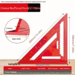 Precision aluminum square - red triangular woodworking ruler - Image 3