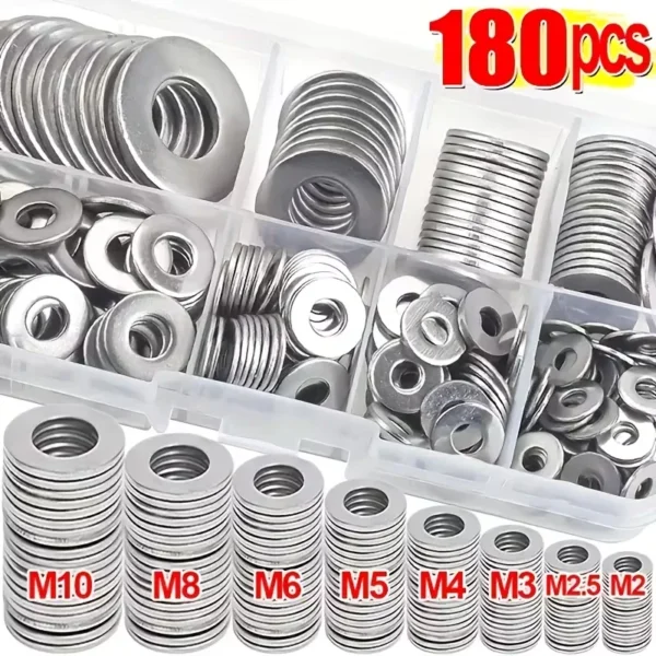 Stainless Steel Flat Washer Assortment Kit (M2, M2.5, M3, M4