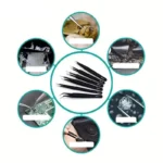6pcs Precision Long Tweezers Set ESD Anti-Static Stainless S - Image 6