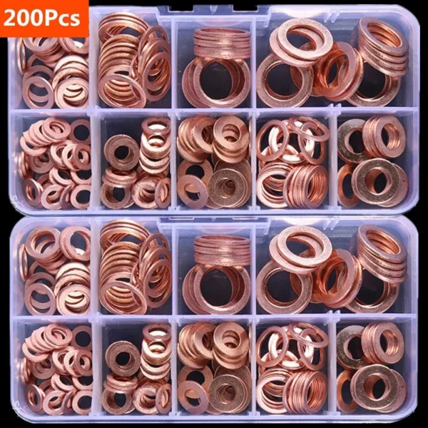 Copper Washer Gasket Nut and Bolt Set Flat Ring Seal Assortm