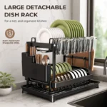 1 Pcs 2‑Tier Detachable Dish Drying Rack, Metal Multifunctio