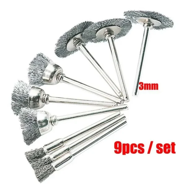 9Pcs/set Steel Wire Brush For Dremel Rotary Tool Paint Rust