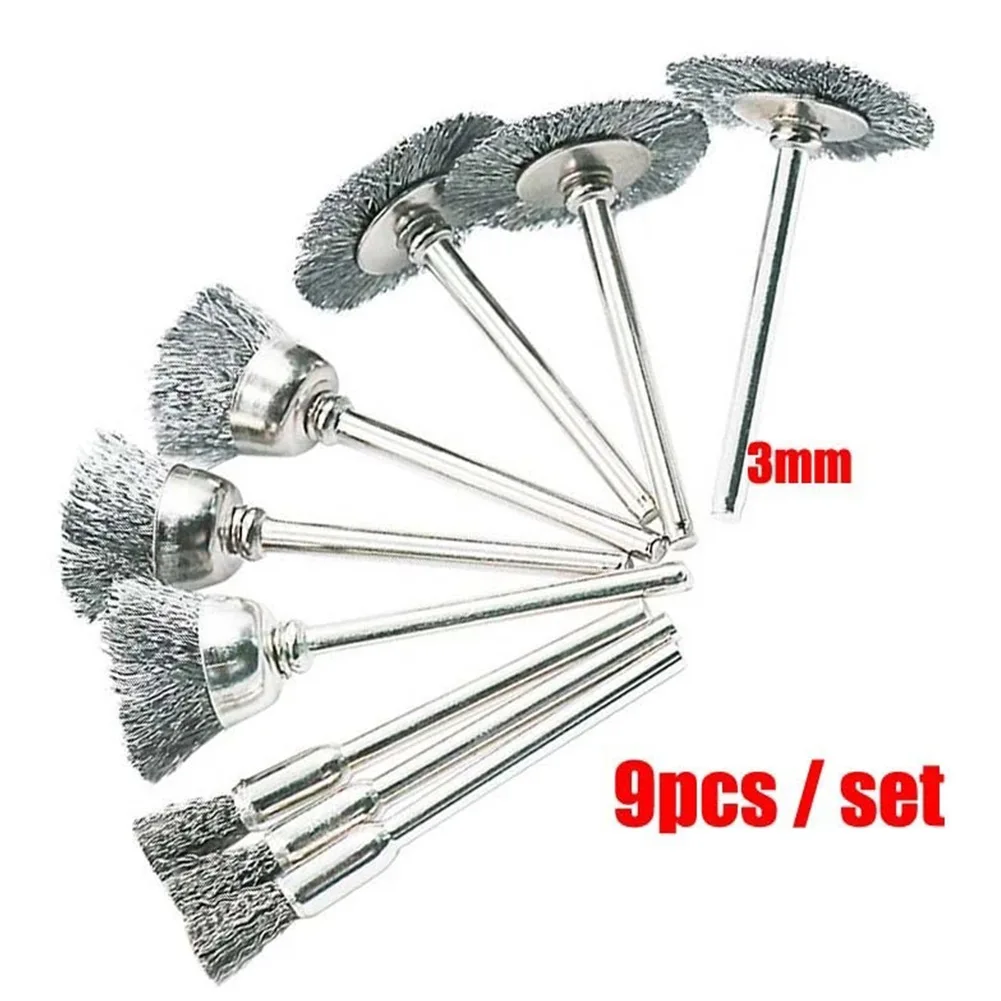 Sb532043c8d6a4b84a662cc2008810f36N.webp 9Pcs/set Steel Wire Brush For Dremel Rotary Tool Paint Rust - Image 1