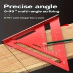 Precision aluminum square - red triangular woodworking ruler - Image 2