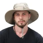 Summer Men Bucket Hat Outdoor UV Protection Wide Brim Panama - Image 2