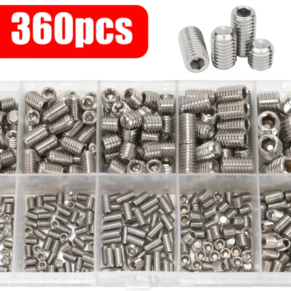 360-piece stainless steel headless hex socket screw set - M3