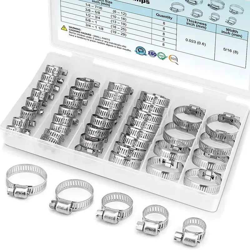Sdc5326f6512640a4a3309ea694c68301F.webp 40PCS Hose Clamp Set - Stainless Steel Worm Gear Clamps For - Image 1