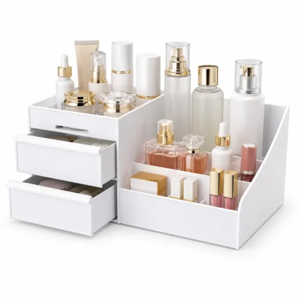 1pc White New Drawer Makeup Storage Box Dormitory Finishing
