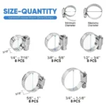 40PCS Hose Clamp Set - Stainless Steel Worm Gear Clamps For - Image 2