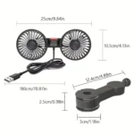Car Fan 360° 3-speed Car Seat Back Cooling Fan USB Charge Du - Image 6